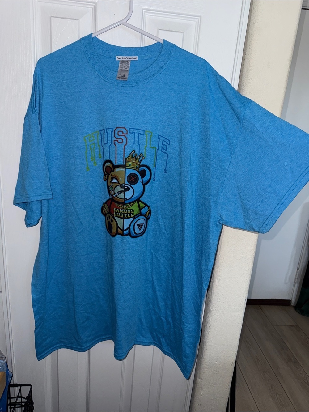 Blue 'Hustle' Bear Graphic Short Sleeve Tee - Picture 4 of 6